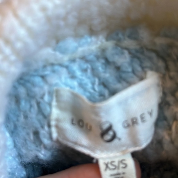 Lou & Grey | Cowl Neck Sky High Poncho Sweater Blue Ivory XS/S Boho Festival - Picture 8 of 10